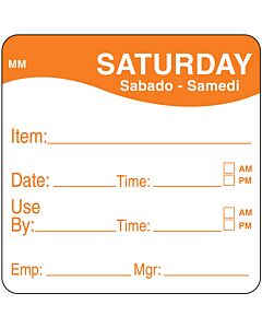 DayMark Removable Saturday Food Labels