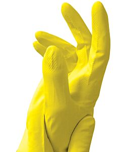Caring Hands Large Yellow Latex Rubber Gloves - unit