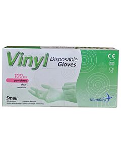MediRite Vinyl Powdered Clear Small Disposable Gloves - unit
