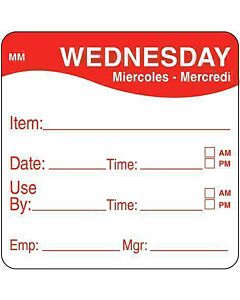 DayMark Removable Wednesday Food Labels