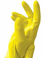 Caring Hands Medium Yellow Latex Rubber Gloves - 144xpair