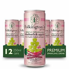 Folkingtons Sparkling Rhubarb & Apple Cans - 12x250ml