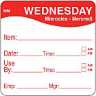 DayMark Removable Wednesday Food Labels